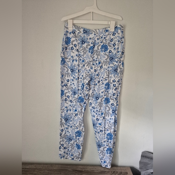 Stella Parker Floral Blue White Paisley Flowy Boho Pants - Picture 4 of 4